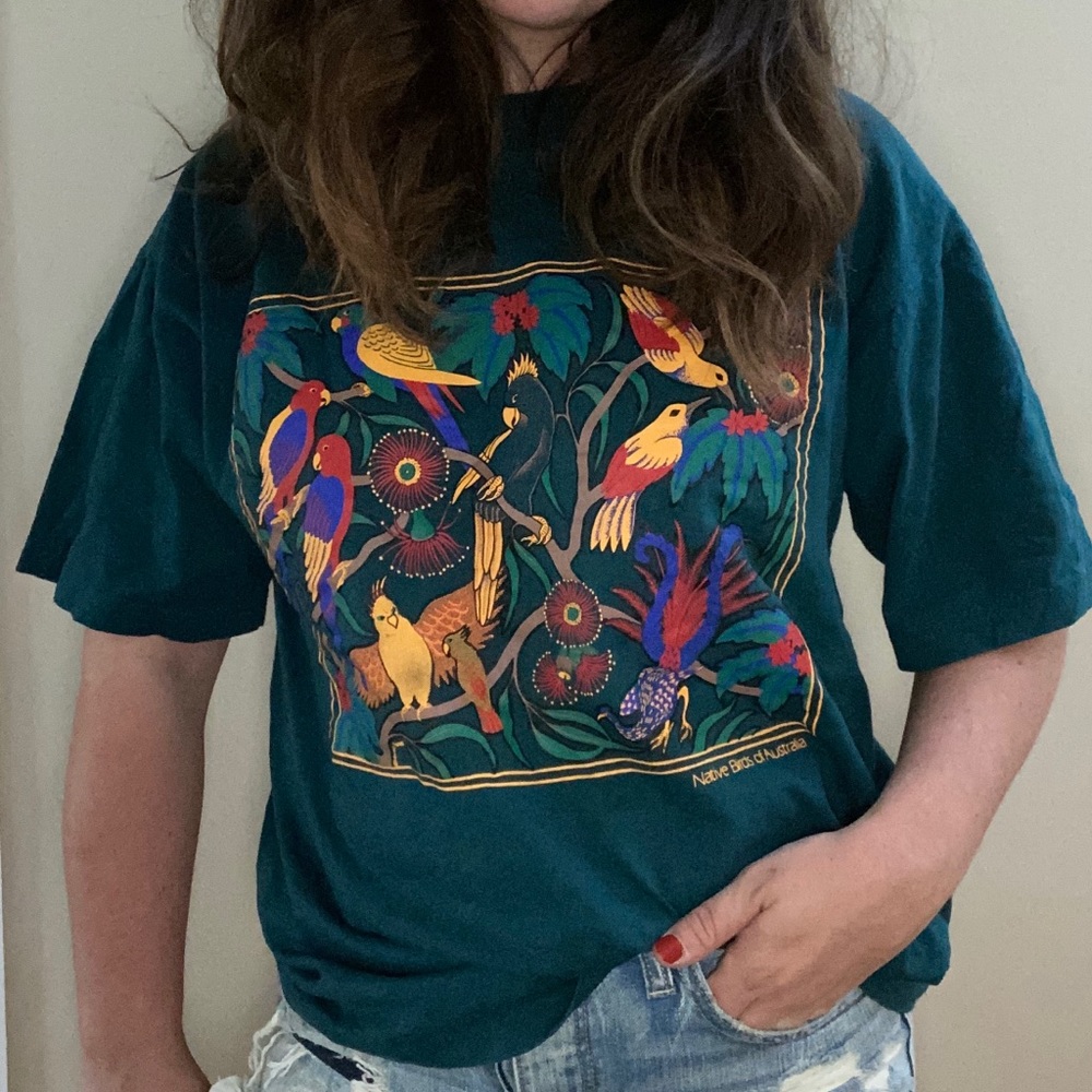 Vintage Birds of Australia Travel T-Shirt Size XL